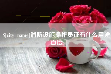 南阳消防设施操作员证有什么用途百度