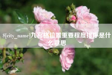 南阳九宫格位置重要程度排序是什么意思