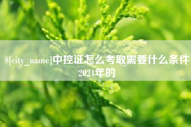 南阳中控证怎么考取需要什么条件2024年的